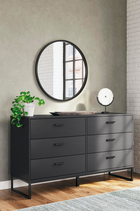 Socalle Black Six Drawer Dresser