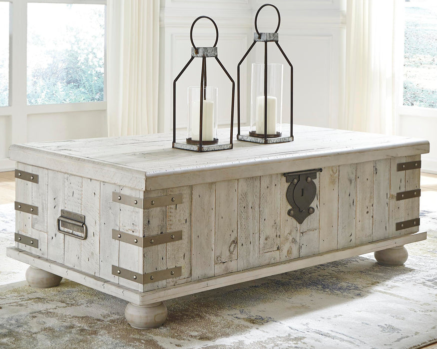 Carynhurst White Wash Gray Lift Top Cocktail Table