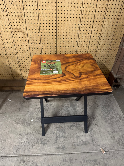 Ozark Trail 19-inch Plastic Folding Outdoor Camp Side Table, Burl Wood Print - new