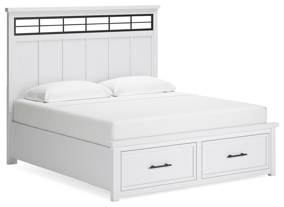 Ashbryn White/Natural Ashbryn King Panel Storage Bed