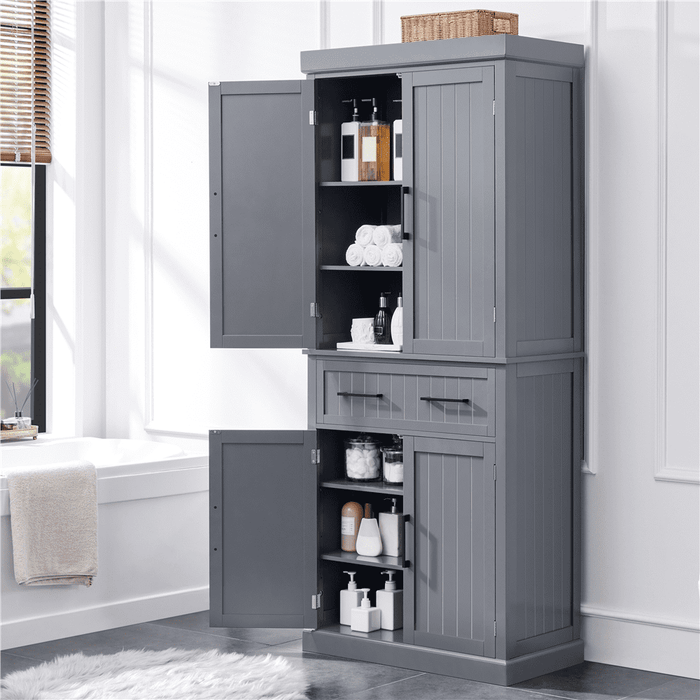 Renwick 72.5'' H Freestanding Pantry Cabinet with Doors and Adjustable Shelves,Dark Gray - use_like_new