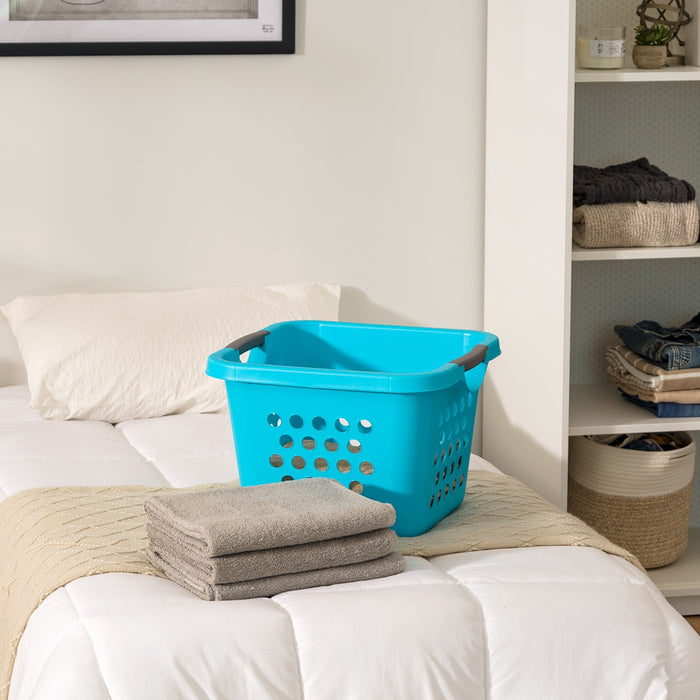 Sterilite 1.5 Bushel Square Plastic Laundry Basket, Adult, Teal - use_like_new