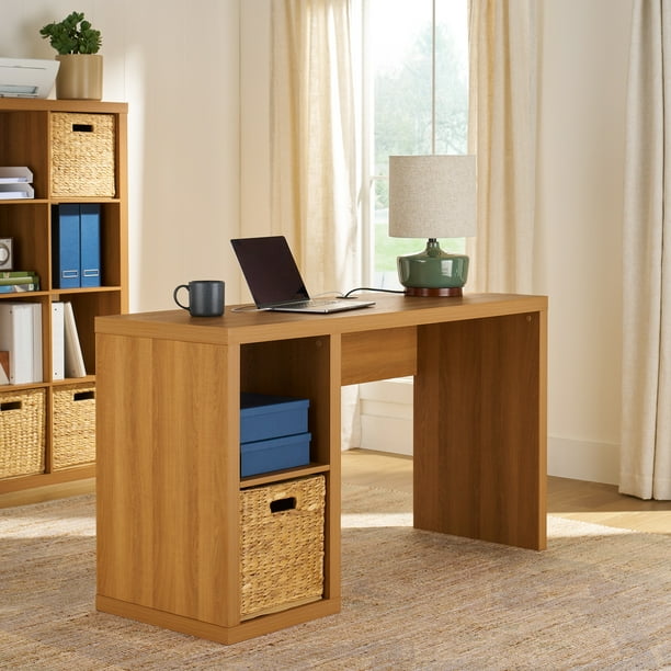 Better Homes & Gardens Cube Storage Office Desk, Light Honey - new