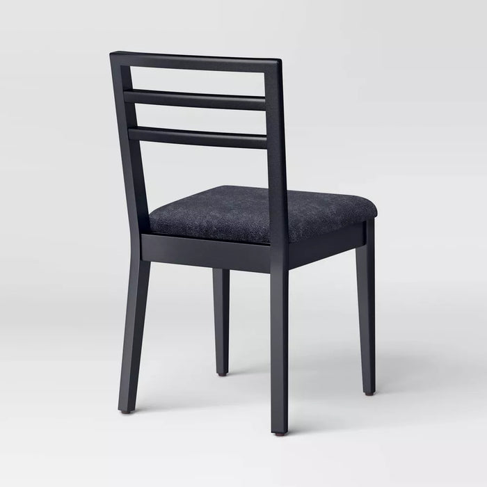Set of 2 Ladder Back Dining Chair With Padded Seat Black - Room Essentials™