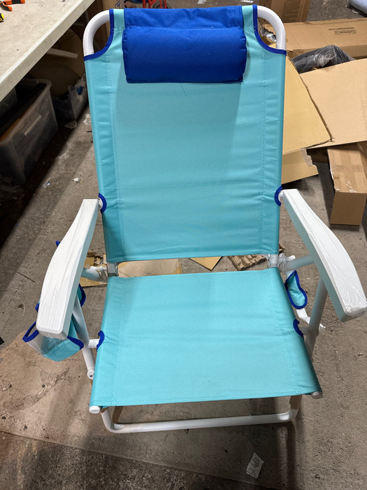 Mainstays Reclining 4-Position Oversized Beach Chair, Teal Blue - open_box