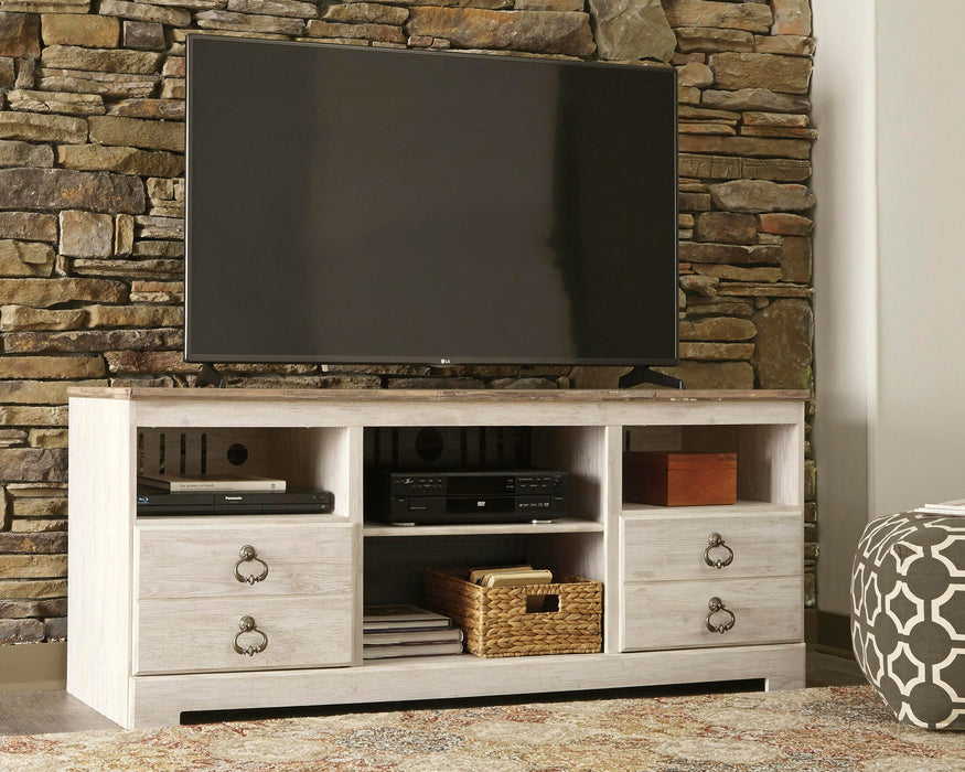 Willowton Whitewash LG TV Stand w/Fireplace Option