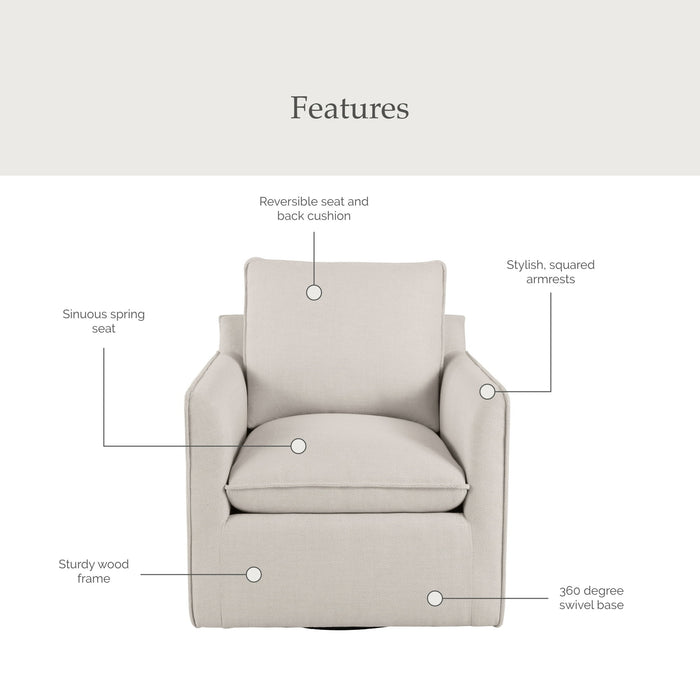 My Texas House Briar Swivel Accent Chair, Cream Linen - new