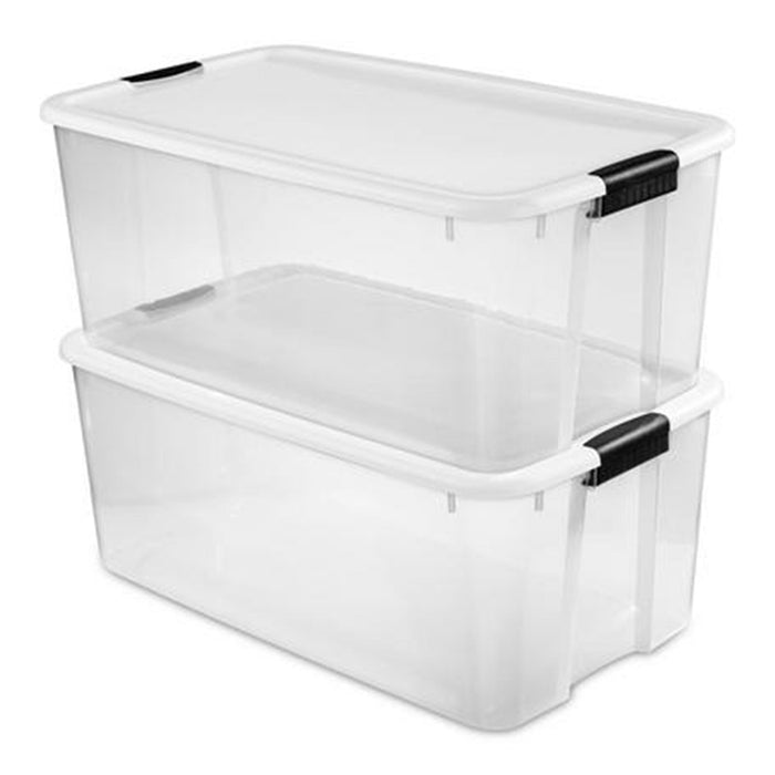 Sterilite 116 Quart Clear Stackable Latching Storage Box Containers, 1 Pack - open_box
