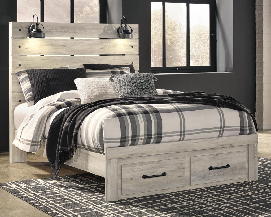 Cambeck Whitewash Cambeck Queen Panel Bed with 2 Storage Drawers