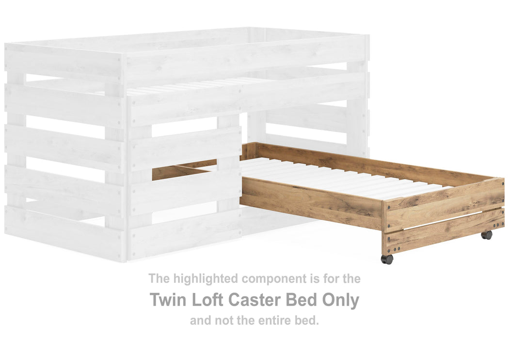 Larstin Tan Brown Twin Loft Caster Bed