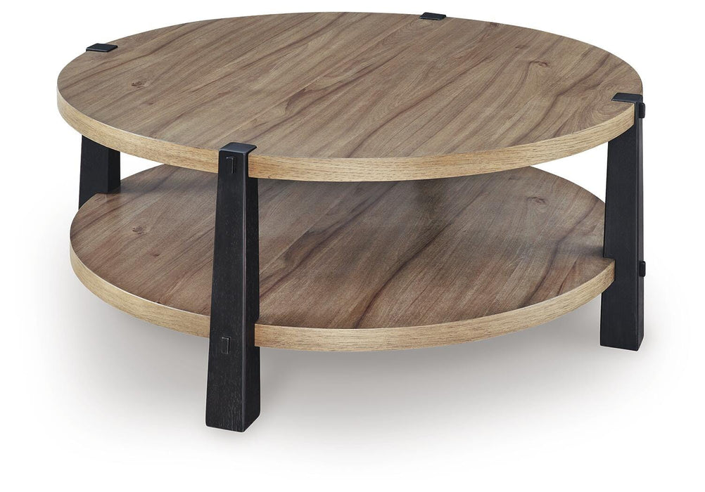 Ridgester Light Brown/Black Round Cocktail Table
