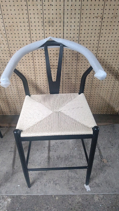 Better Homes & Gardens Springwood Wishbone Metal Counter Bar Stool, 4 Pack, Black Color for Indoor - open_box