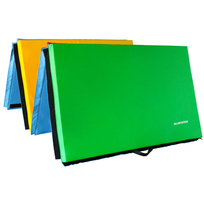 BalanceFrom All-Purpose 4 Ft. x 10 Ft. x 2 In. Extra Thick High Density Anti-Tear Gymnastics Flooring Gym Folding Exercise Aerobics Mats, Multi Color - open_box