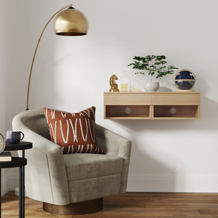Nathan James Jackson Wall Mounted Floating Bedroom Nightstand with Storage Drawer and Modern Open Shelf Cubby , Light Oak Wood
1 Piece - new