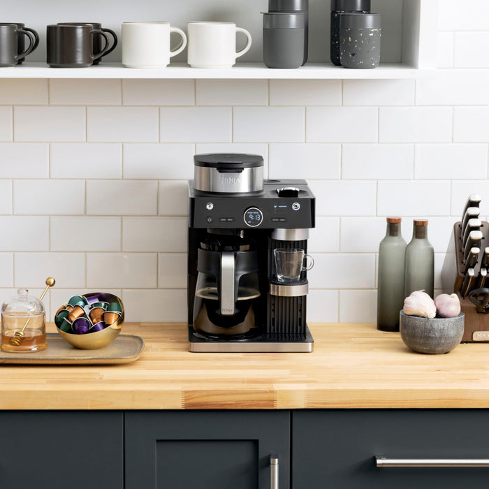 Ninja - Espresso & Coffee Barista System, Single Serve & Nespresso, with 12-Cup Carafe, 4 Styles with Ristretto - Black - use_like_new