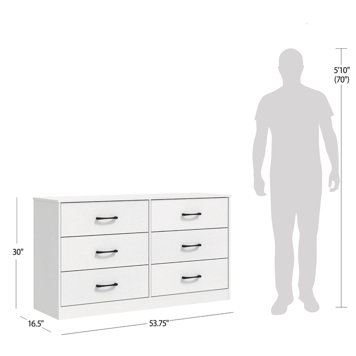 Mainstays Ardent 53.75" Wide 6 Drawer Dresser, White - new