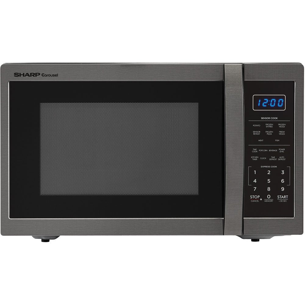 Sharp SMC1452CH Carousel 1.4 Cu. Ft. Countertop Microwave, Black Stainless Steel - open_box