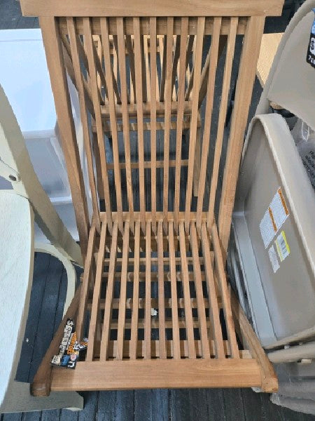 King Teak Golden Teak Wood Folding Chair Outdoor Patio Garden Yard Folding Seat Chair 2 Piece - open_box