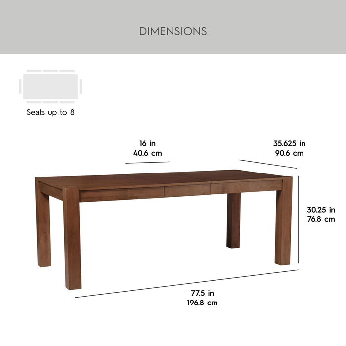Better Homes & Gardens Bryant Solid Wood Extendable Dining Table, Walnut Finish - new
