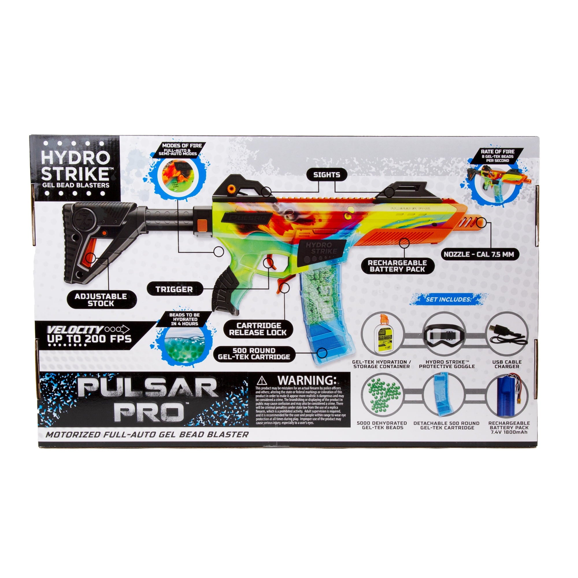 Hydro Strike Pulsar Pro Battery Gel Bead Blaster with 5000 Water Beads - Recommended for Ages 14 and up - open_box