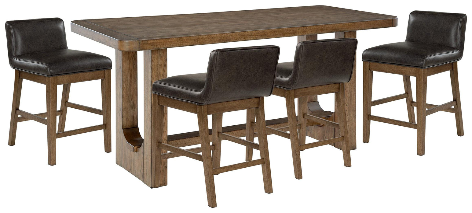 Cabalynn Light Brown Cabalynn Counter Height Dining Table and 4 Barstools