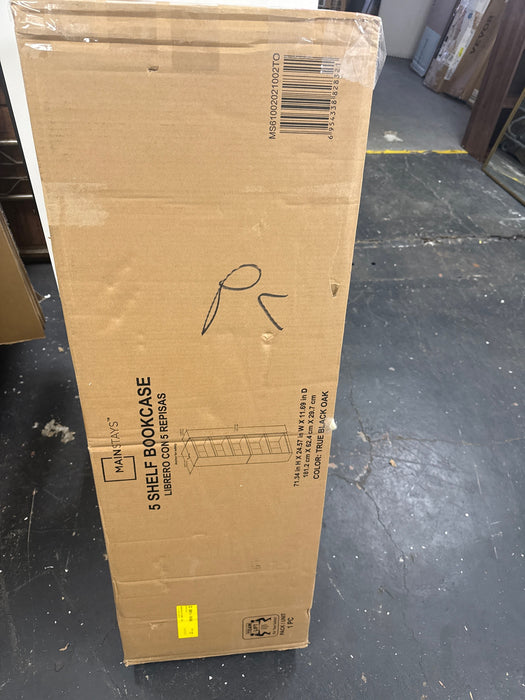 Mainstays Framed 5-Shelf Bookcase with Adjustable Shelves, True Black Oak - new