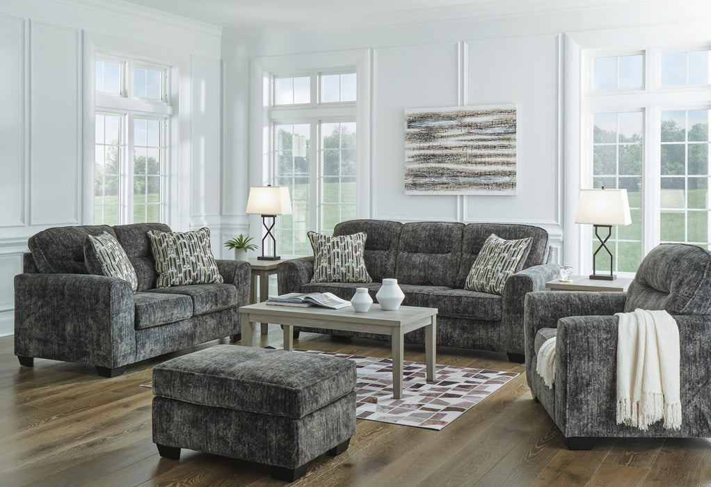 Lonoke Gunmetal Lonoke Sofa, Loveseat, Chair and Ottoman