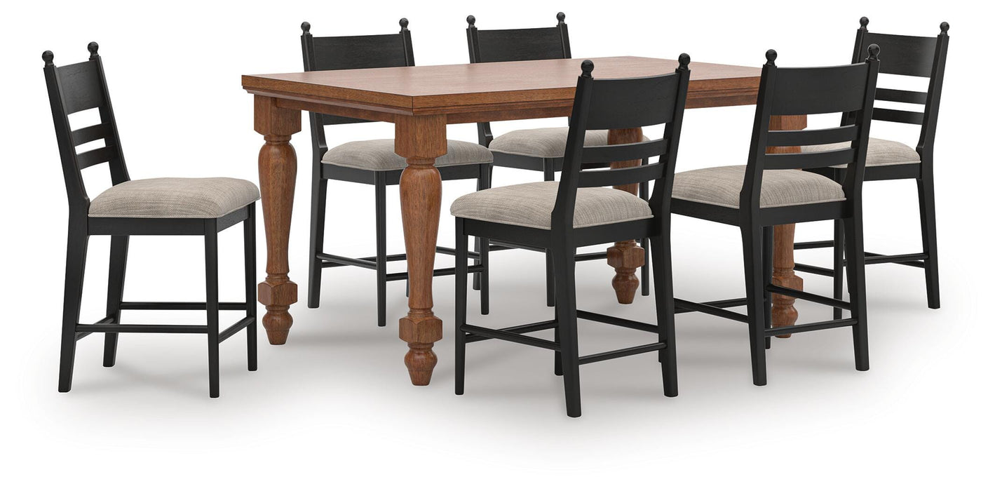 Chadworth Brown Chadworth Counter Height Dining Table and 6 Barstools