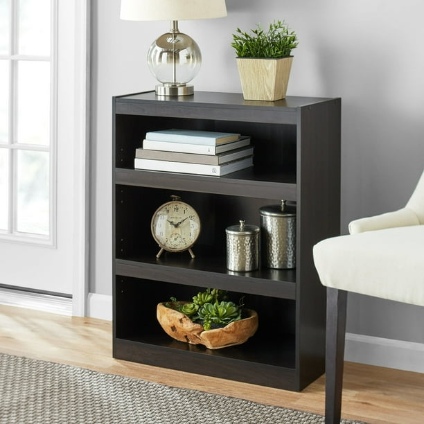 Mainstays 3-Shelf Framed Bookcase with Adjustable Shelves, Espresso - new