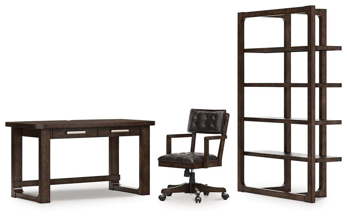 Breckington Dark Brown Breckington Home Office Desk with Chair and Storage