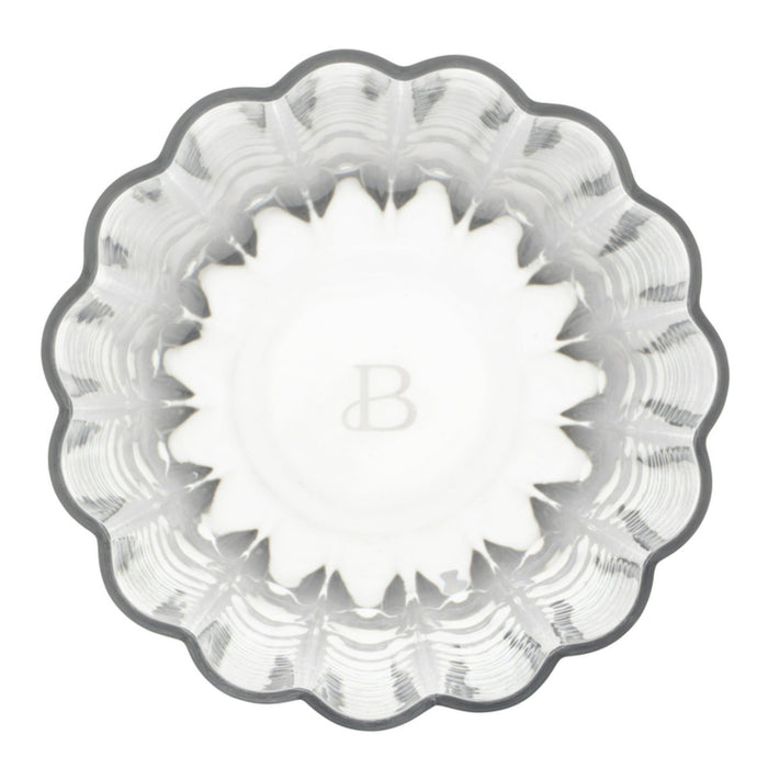 Beautiful Scallop Water Glasses Set of 4 Clear Glass by Drew Barrymore - new