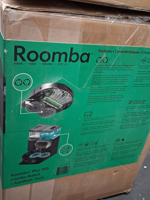 iRobot Roomba Plus 505 Combo Robot Vacuum & Mop with AutoWash Dock - Extending Spinning Mop Pads, Self-Empties, Pad Wash & Heated Drying, Self-cleaning, Recognizes & Avoids Obstacles, LiDAR Navigation | Extending pads, LiDAR navigation, pad washing and he