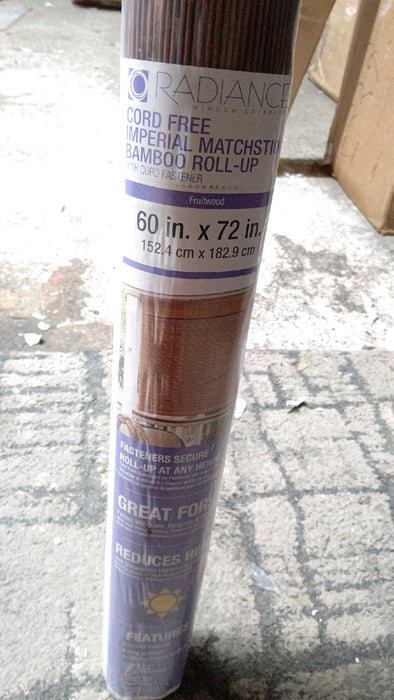Radiance Bamboo Blinds, Imperial Matchstick Cordless Blinds for Outside Mount, Brown, 60" x 72" - open_box