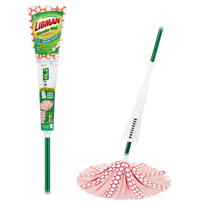 Libman Microfiber Wonder Mop Green and White Steel Handle. - open_box