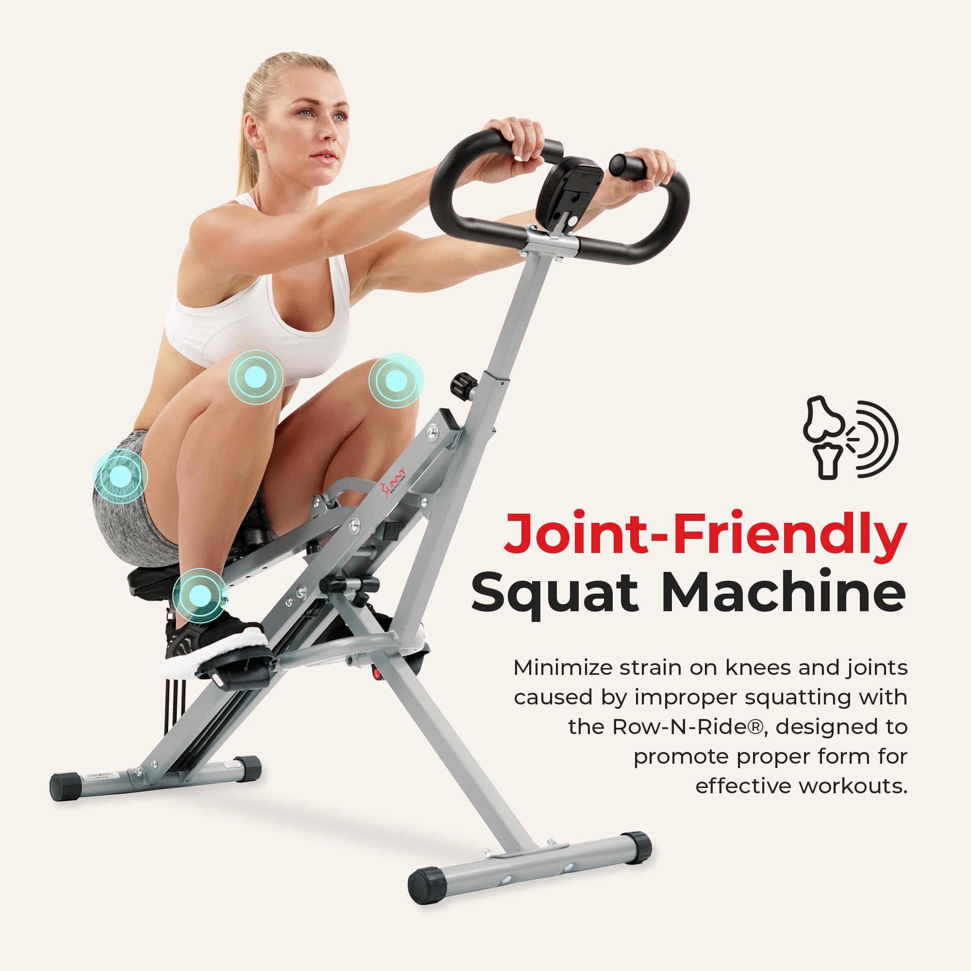 Sunny Health & Fitness Squat Assist Row-N-Ride™ Trainer for Glutes Workout with Online Training Video - new