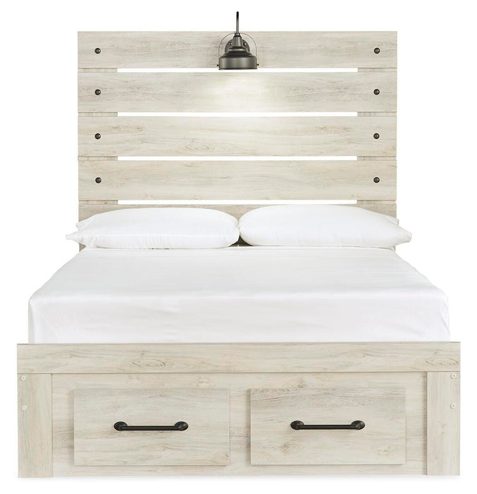 Cambeck Whitewash Cambeck Full Panel Bed with 2 Storage Drawers