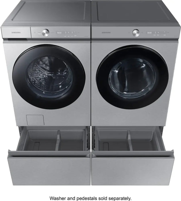 Samsung - BESPOKE 7.6 Cu. Ft. Stackable Smart Gas Dryer with Steam and Super Speed Dry - Silver Steel - open_box