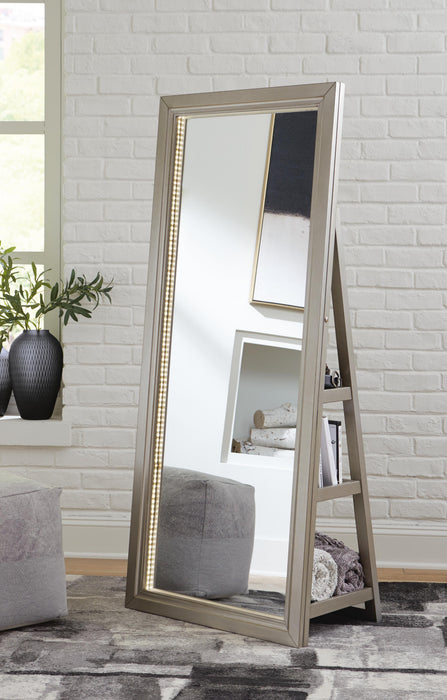 Evesen Champagne Floor Standing Mirror/Storage
