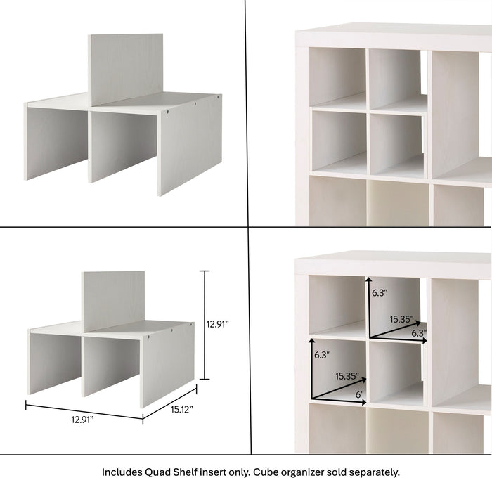Better Homes & Gardens Quad Shelf Insert for Cube Organizers, White Texture - new