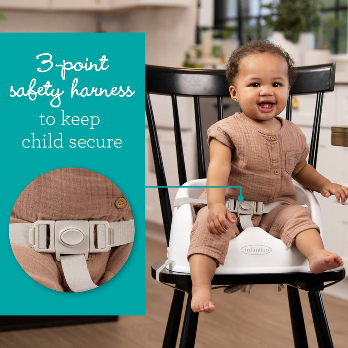 Infantino Simply Modern Booster Seat with 3-Point Safety Harness, Contoured Seat, and Easy-Clean Design for Babies and Toddlers - new