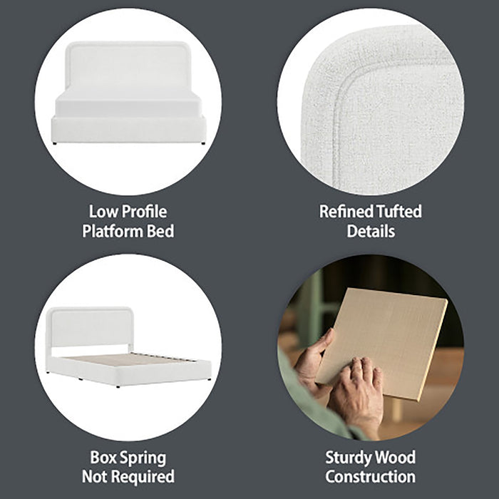 Better Homes & Gardens Juliet Queen Boucle Platform Bed, Ivory - new