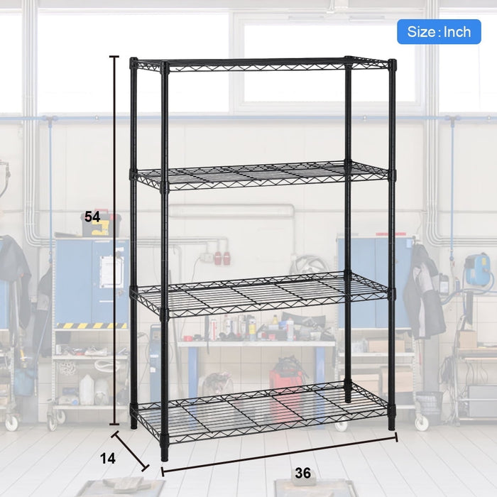 BestOffice 4 Shelf Wire Shelving Unit Garage NSF Wire Shelf Metal Storage Shelves Heavy Duty Height Adjustable for 1000 lbs Capacity Black - new