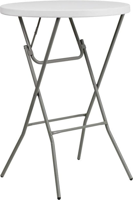 EventStable TitanPRO 32" Blow Molded Round Folding Cocktail Table - White Plastic Portable Outdoor Table, Adjustable Height Foldable for Parties Events Restaurant Banquet - new