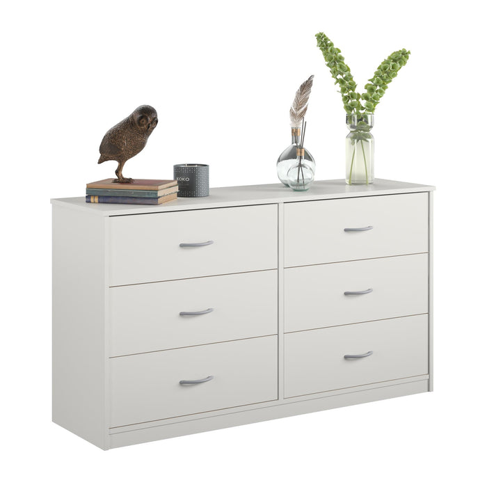 Mainstays Classic 6 Drawer Dresser, White Finish: - new