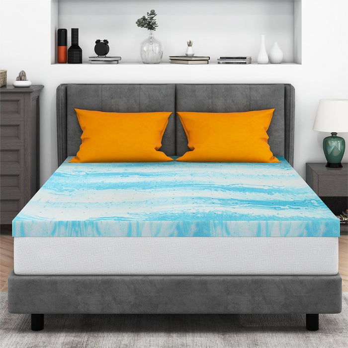 Mattress Topper Twin, 2 Inch Gel Memory Foam Bed Topper for Twin Size Bed, CertiPUR-US Certified, Blue -