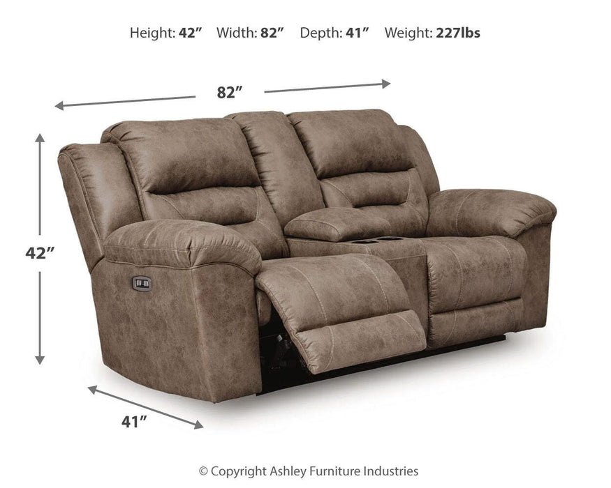 Stoneland Fossil Stoneland Power Reclining Loveseat with Console