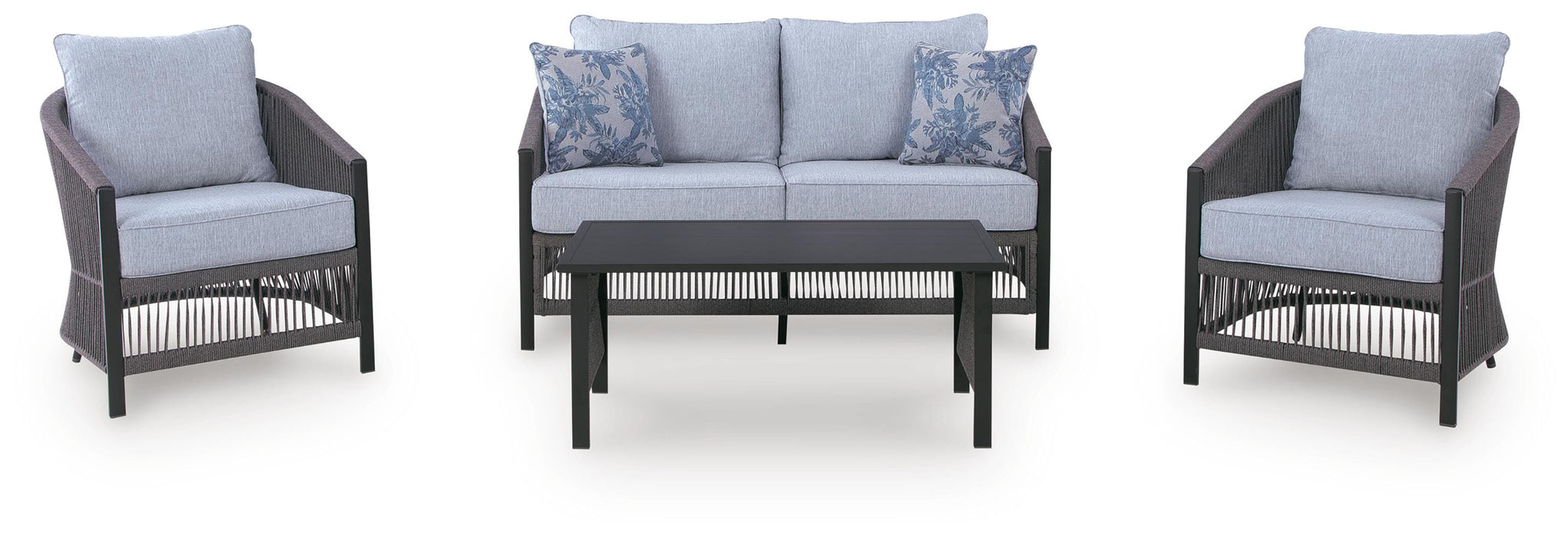 Bodega Island Gray Love/Chairs/Table Set (4/CN)