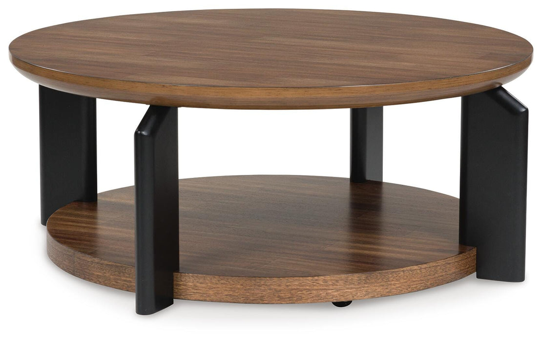 Kraeburn Brown/Black Round Cocktail Table