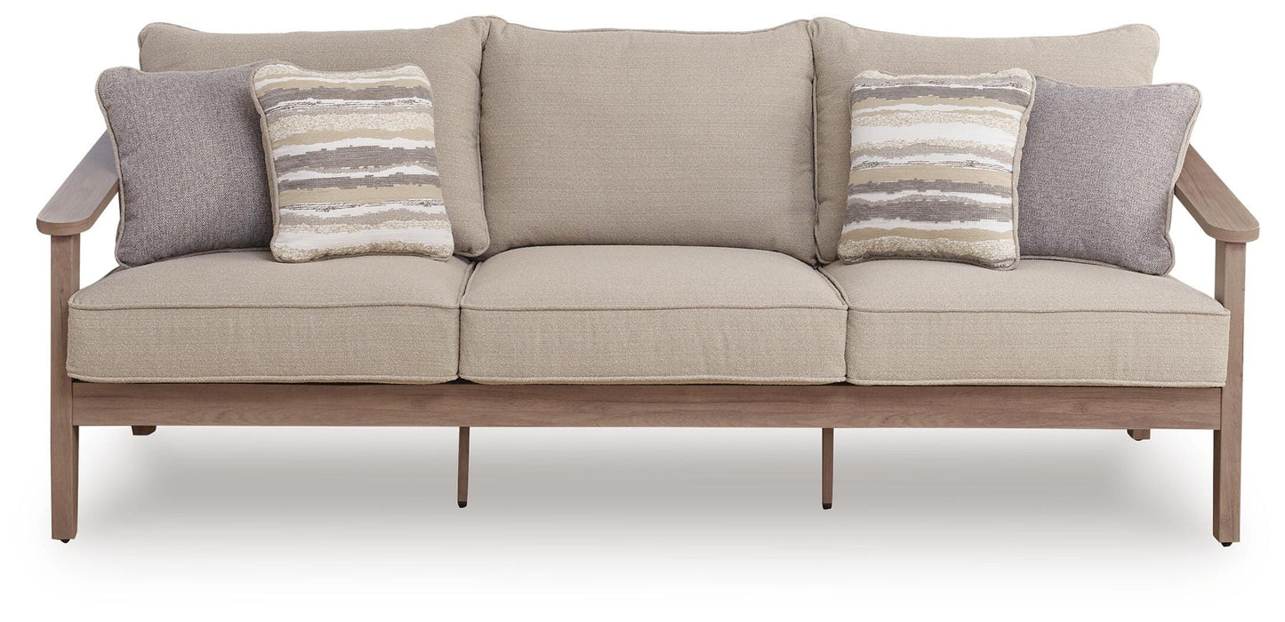 Francis Beach Natural/Gray Sofa with Cushion