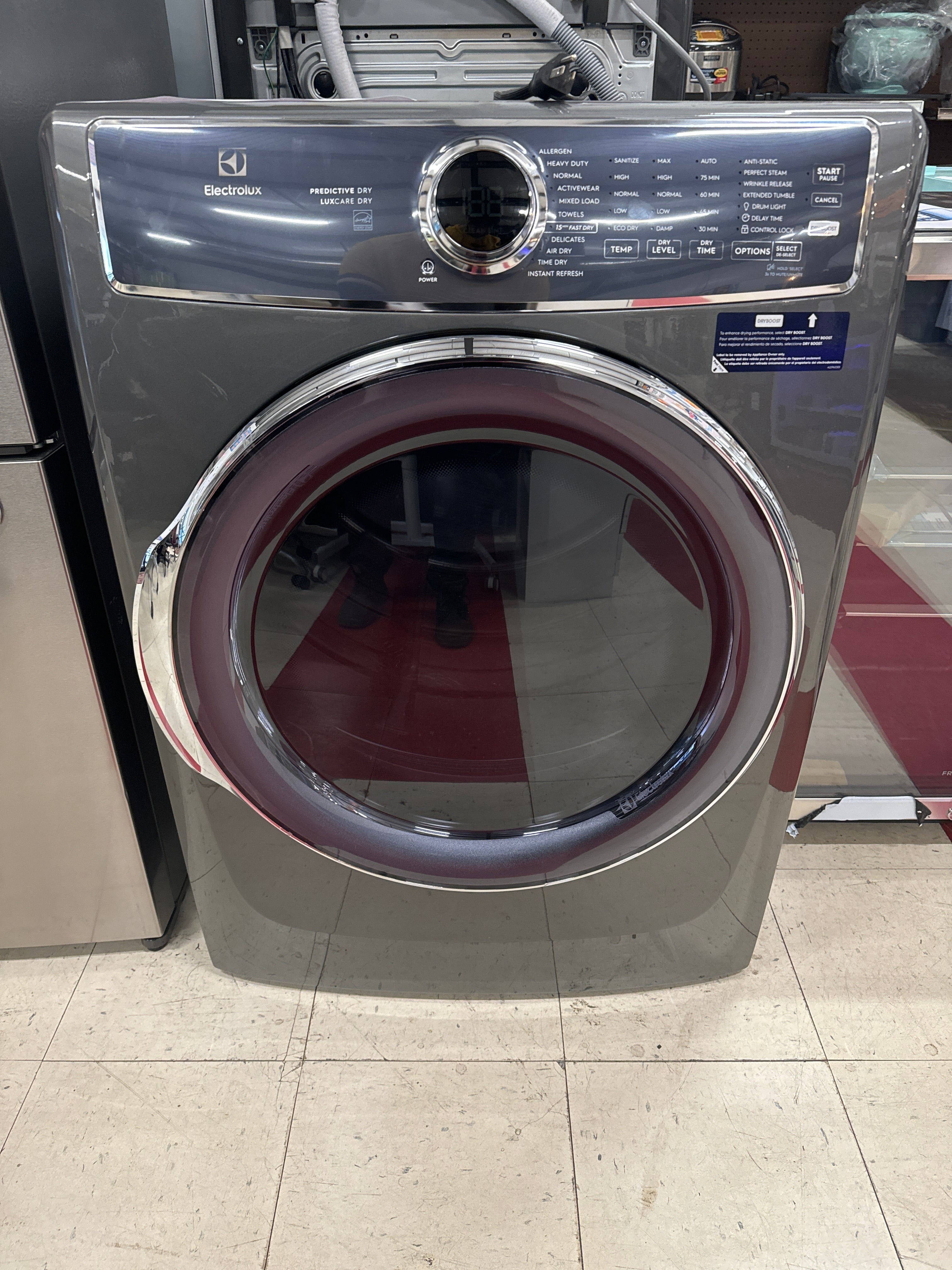 Electrolux - 8.0 Cu. Ft. Stackable Electric Dryer with Steam and Balanced Dry - Titanium - display_model